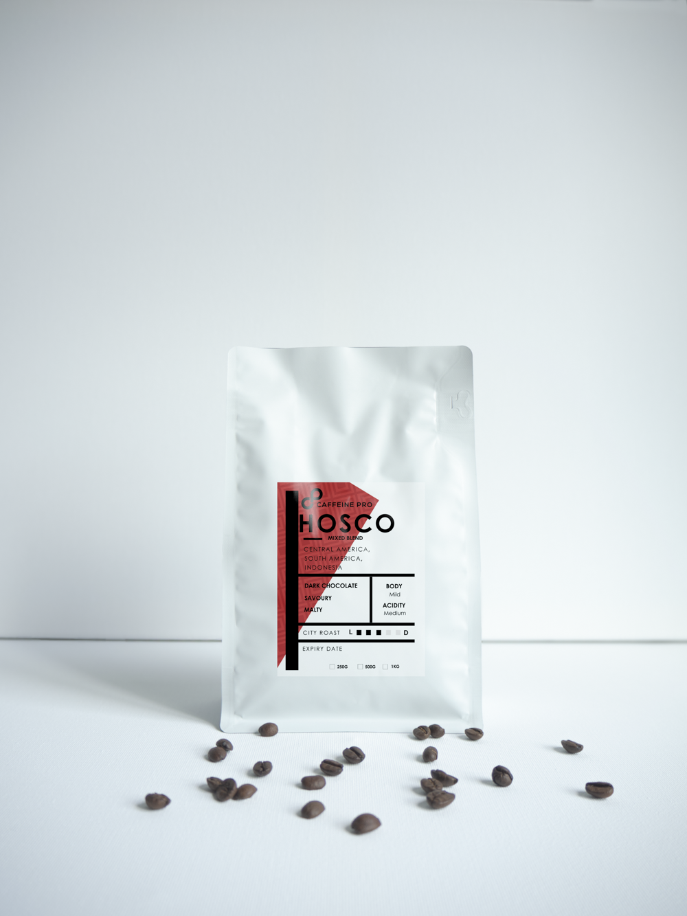hosco 250g coffee beans dark chocolate savoury malty