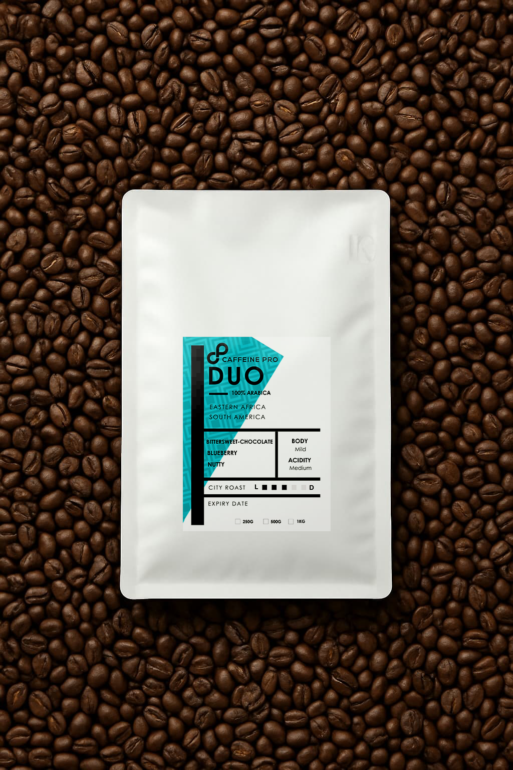 DUO Blend | 100% Arabica Coffee Beans - Bittersweet-Chocolate, Blueberry, Nutty, Bright Acidity, Full Body
