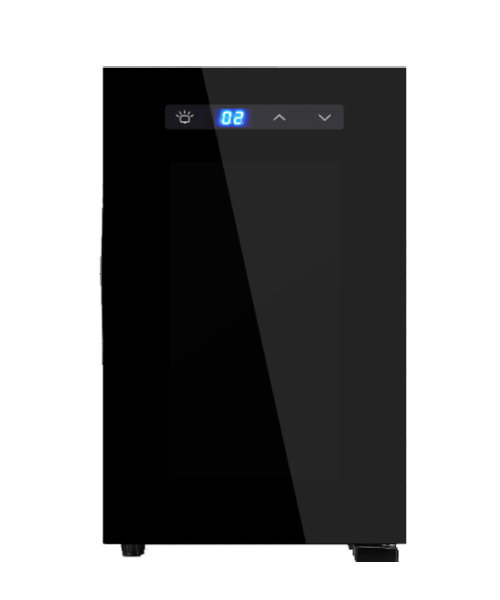 MC-6E dual core semiconductor milk fridge with mirror glass door, front view